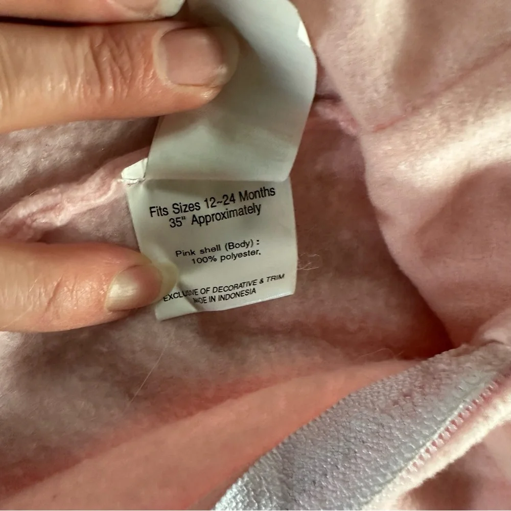 Fleece bunny costume union suit light pink